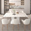 Table extensible en faux marbre blanc pour 6 à 10 personnes, style contemporain et design élégant