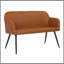 Banc industriel à haut dossier Daniella en acier noir et similicuir brun clair