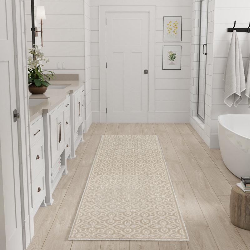 Nourison Washable Charm 2' x 6' Silver Ivory Contemporary Indoor Rug, Runner 2' x 6'