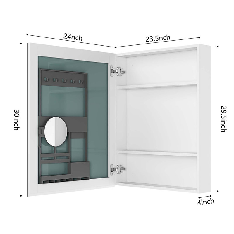 Armoire à pharmacie avec miroir sans cadre Gress Surface, H 30 po x l 24 po x P 4 po