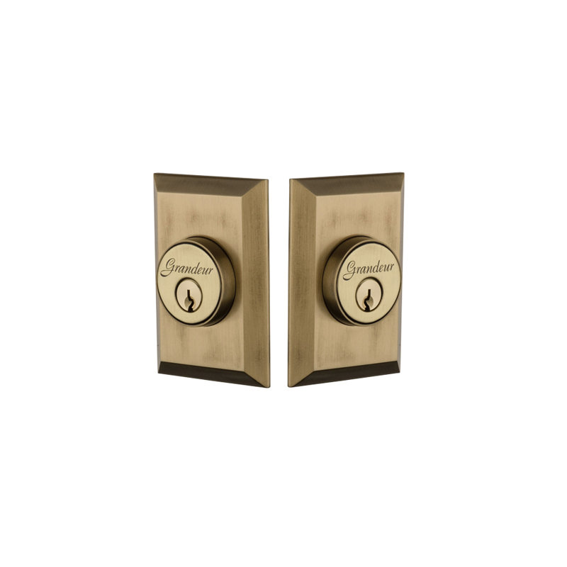 Fifth Avenue Double Cylinder Deadbolt, Vintage Brass