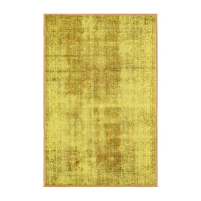 Tapis oriental en laine / polyester tissé à la machine en jaune