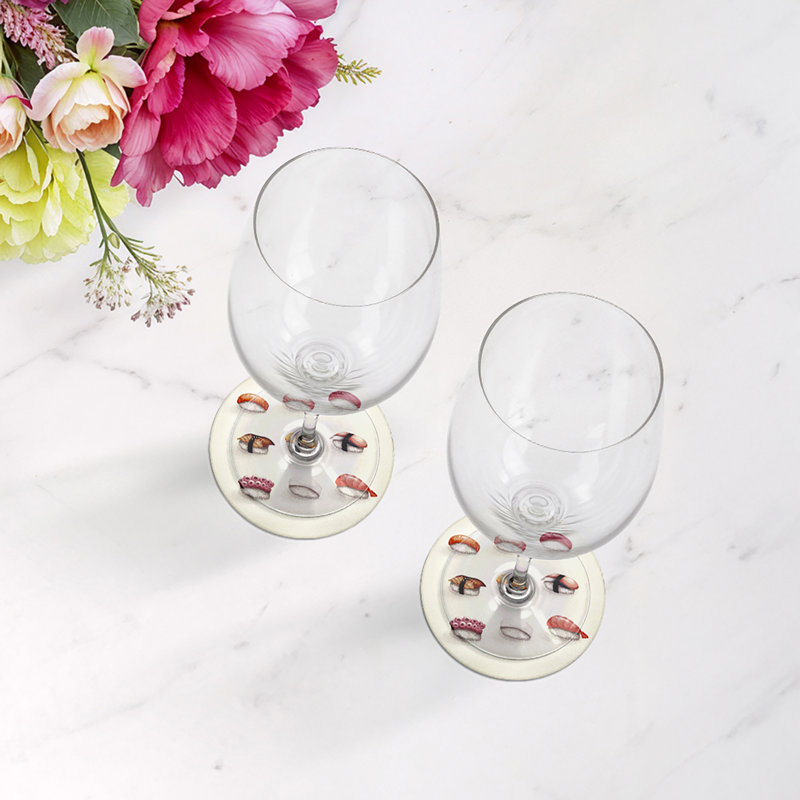 Sous-verres ronds en cuir végétalien sushi