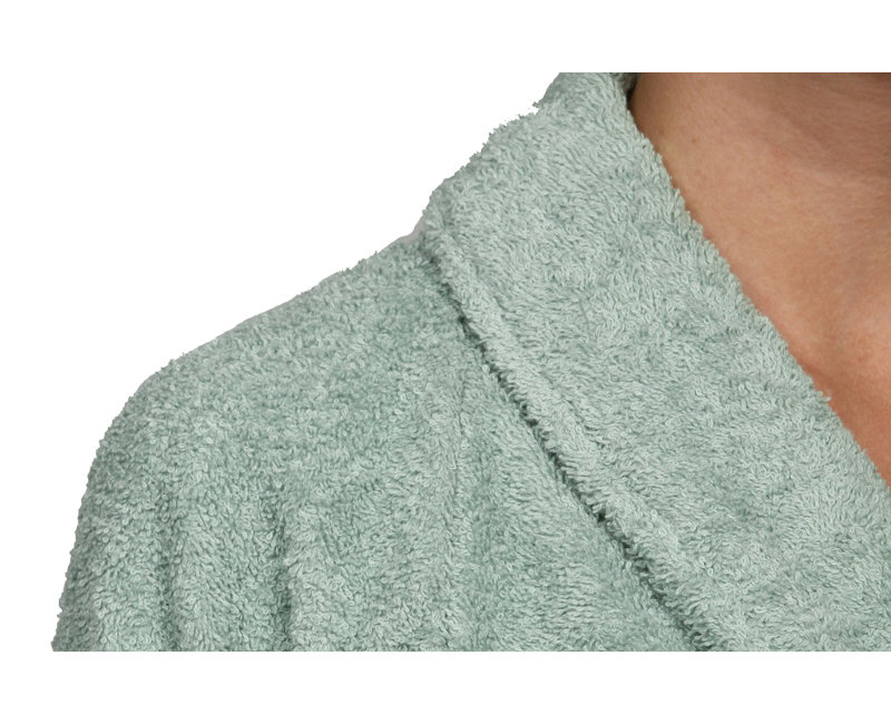 100% Cotton Terry Cloth Gender Neutral Mid-Calf Bathrobe with Pockets, Sage, M