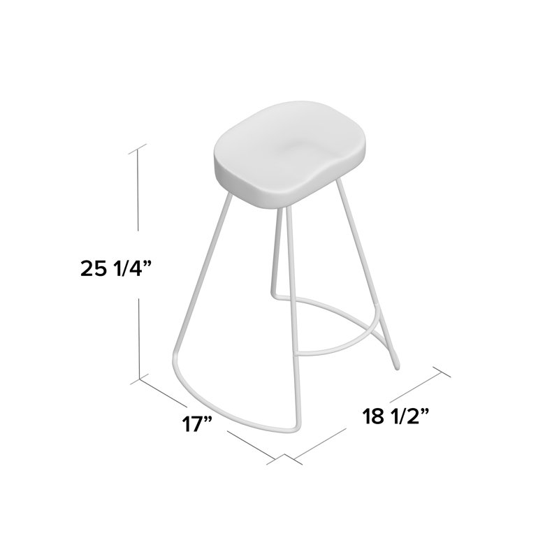 Counter Stool with Metal Frame, Natural/White