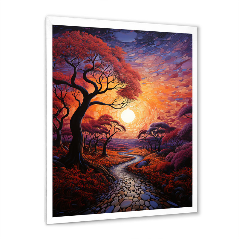 Dakyra Sunset Sunset Reverie Pointillism I - impression, Cadre photo blanc, H 32 po x l 24 po x P 1 po