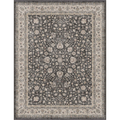 Tapis noir persan oriental rétro Dyrk Rome