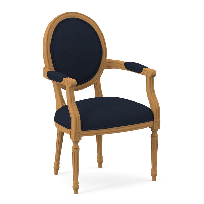 Chaise avec accoudoirs en tissu Dauphin, Ambre, Ébène Margaret