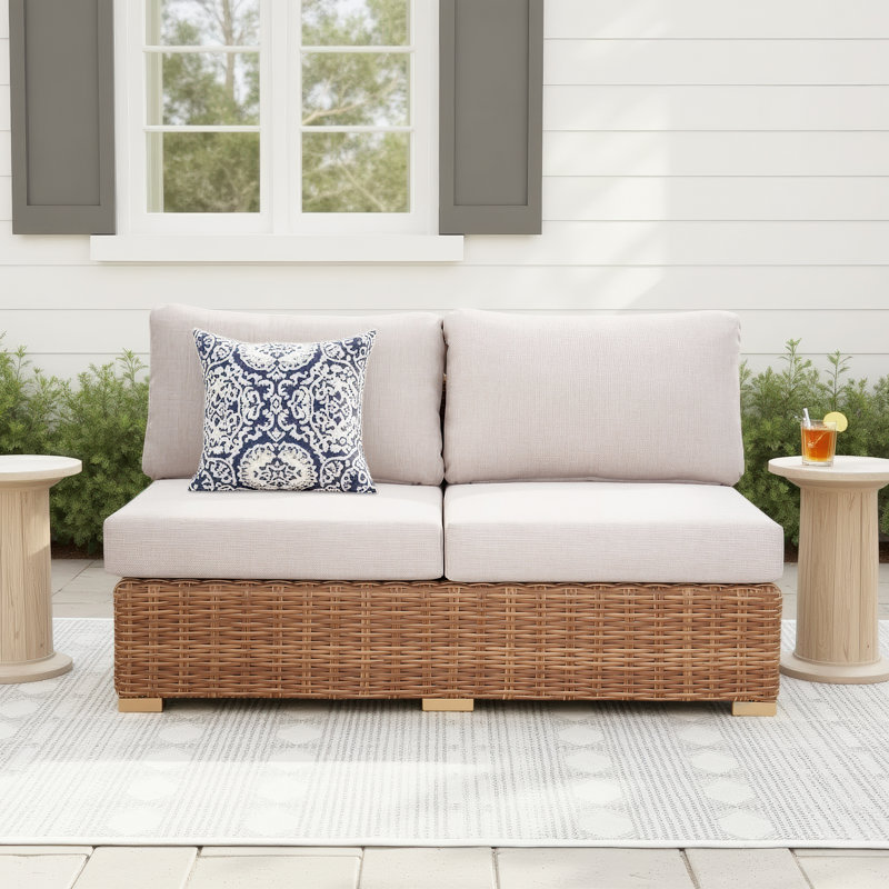 Windsor Aluminum Rattan Armless  Loveseat
