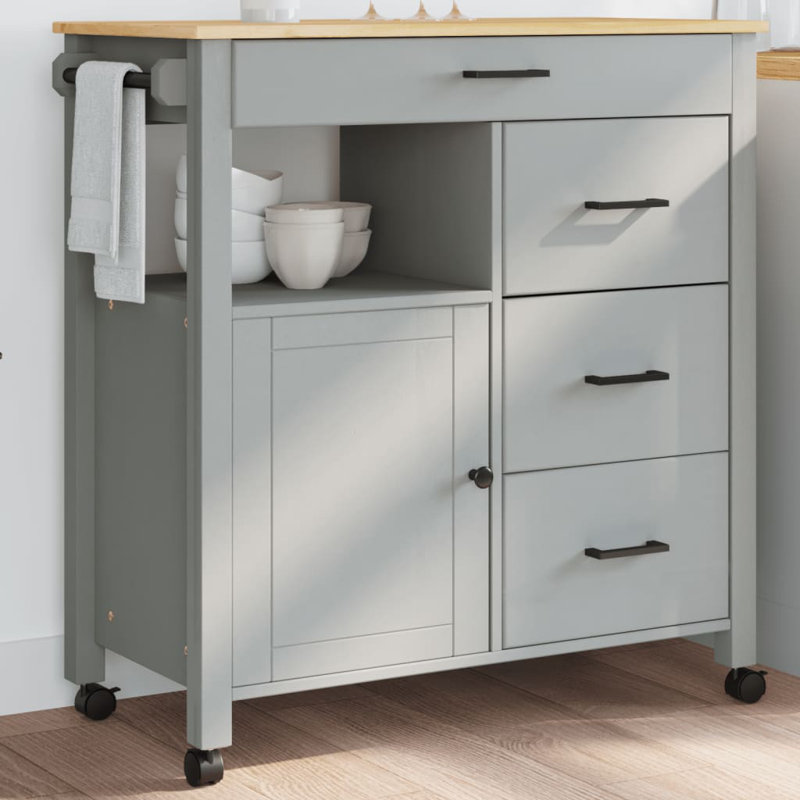 Solid Wood Bar Cart, Grey