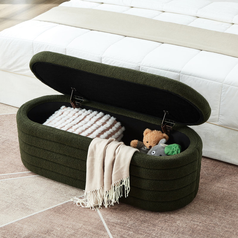 Banc de rangement rembourré Hazelzet, Vert