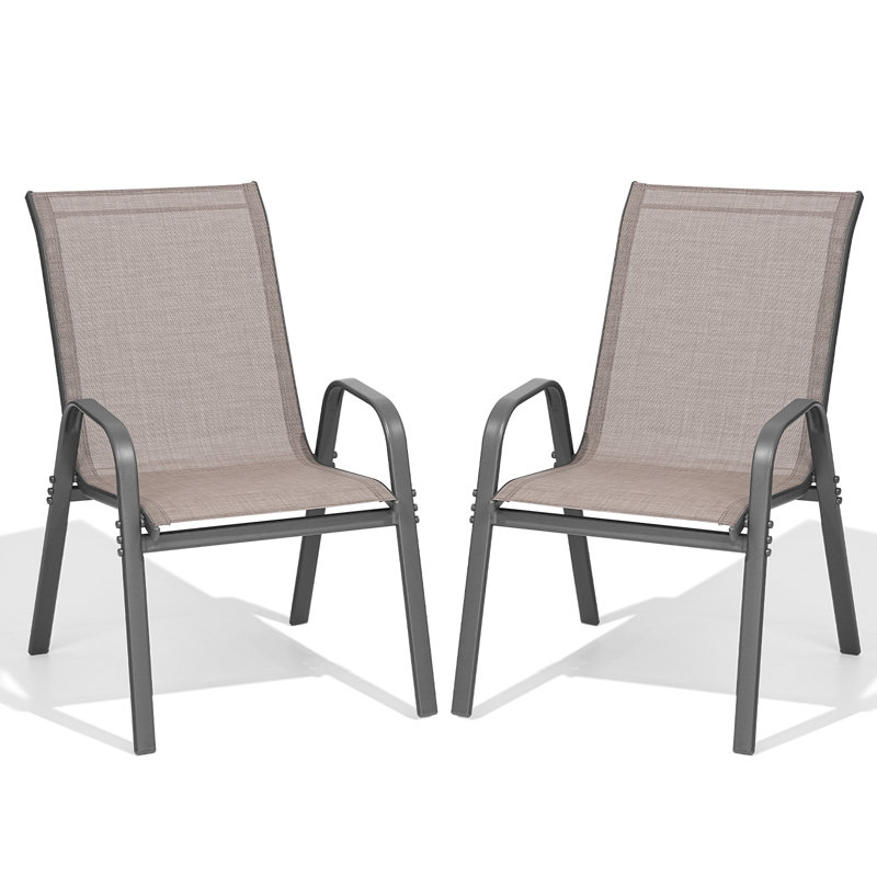 Ensemble de 2 chaises de patio empilables Wittig, Gris, Brun