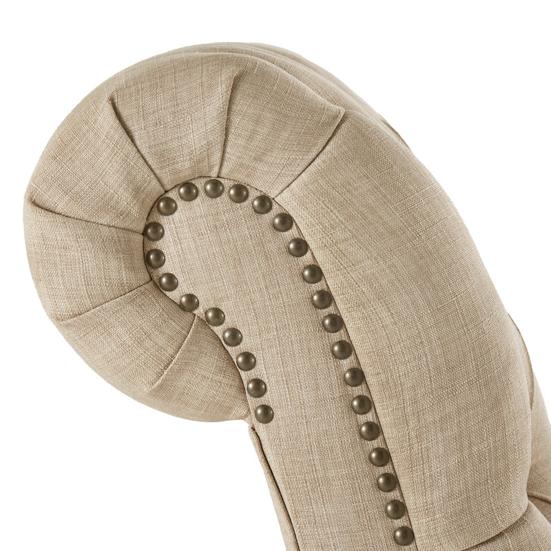 Chaise longue capitonnée sans accoudoirs Huskins, Lin beige chiné