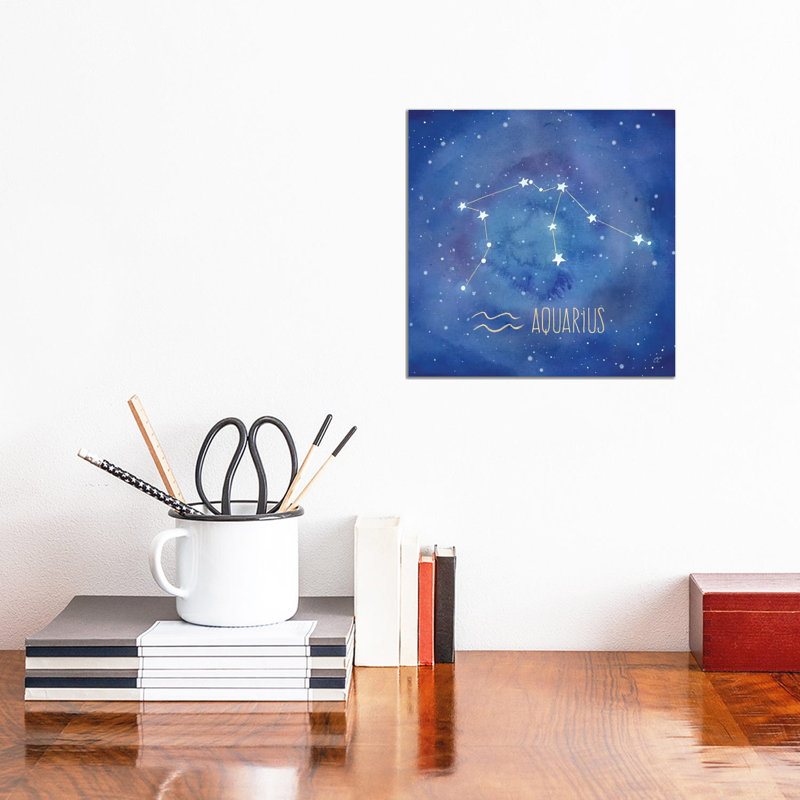 Star Sign Aquarius - Wrapped Canvas Gallery-Wrapped Canvas Giclée, 30.48cm H x 30.48cm W