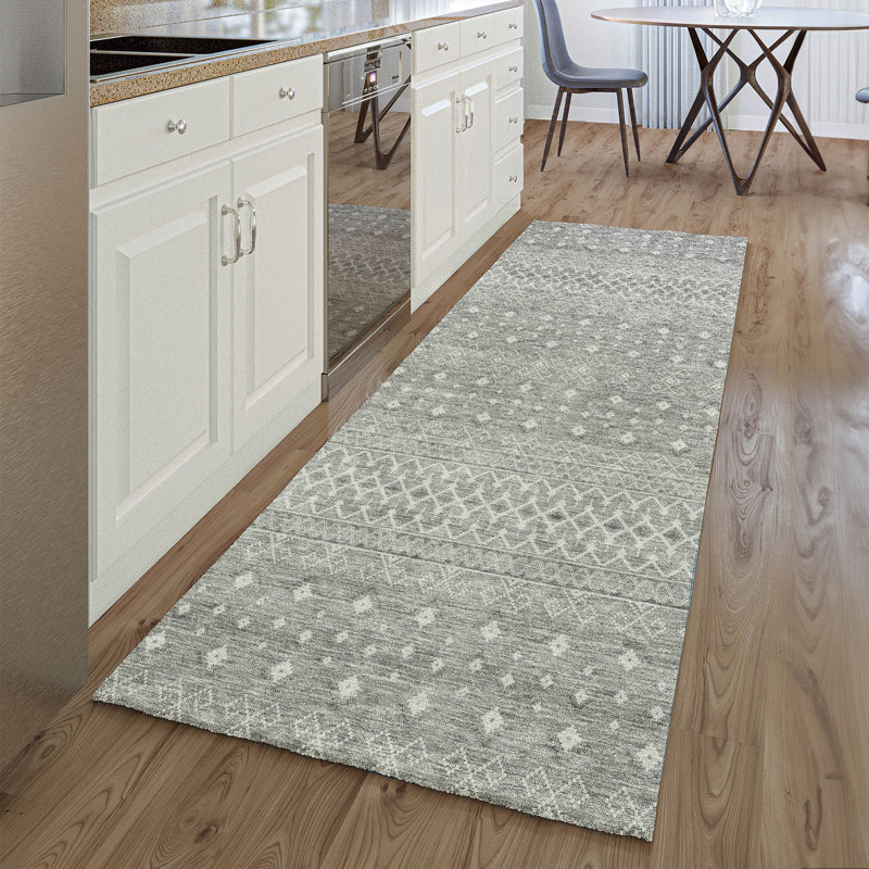 Premium Machine Washable Prisco Silver Rug, Runner 2'3" x 7'6"