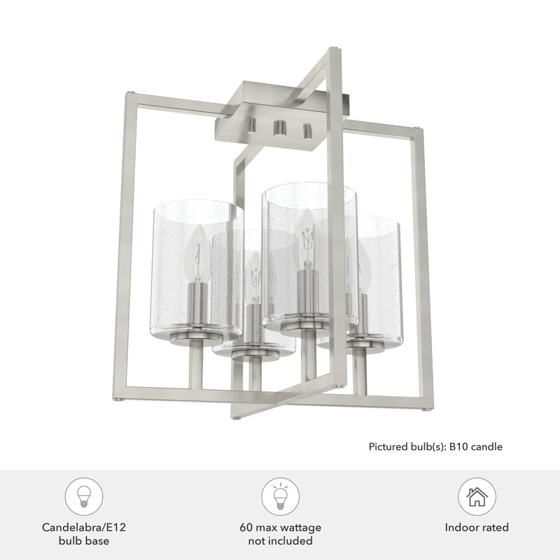 Plafonnier encastré en verre Kerrison, Nickel brossé
