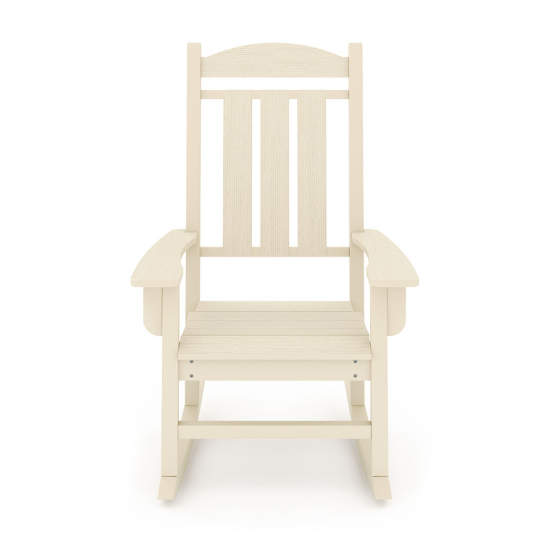Chaise berçante de patio beige classique - Bois d'œuvre pour un jardin de détente et de détente extérieur durable