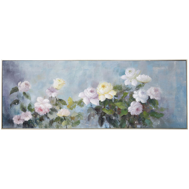 «Panoramic Bouquet», art mural sur toile naturel peint à la main
