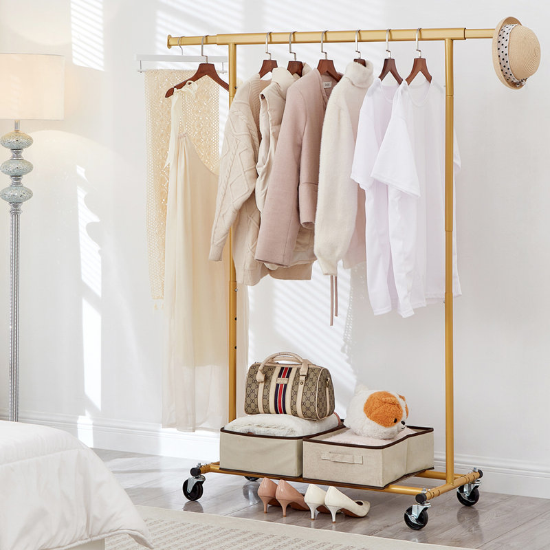 Clothes Rail Adjustable Height & Width, Gold