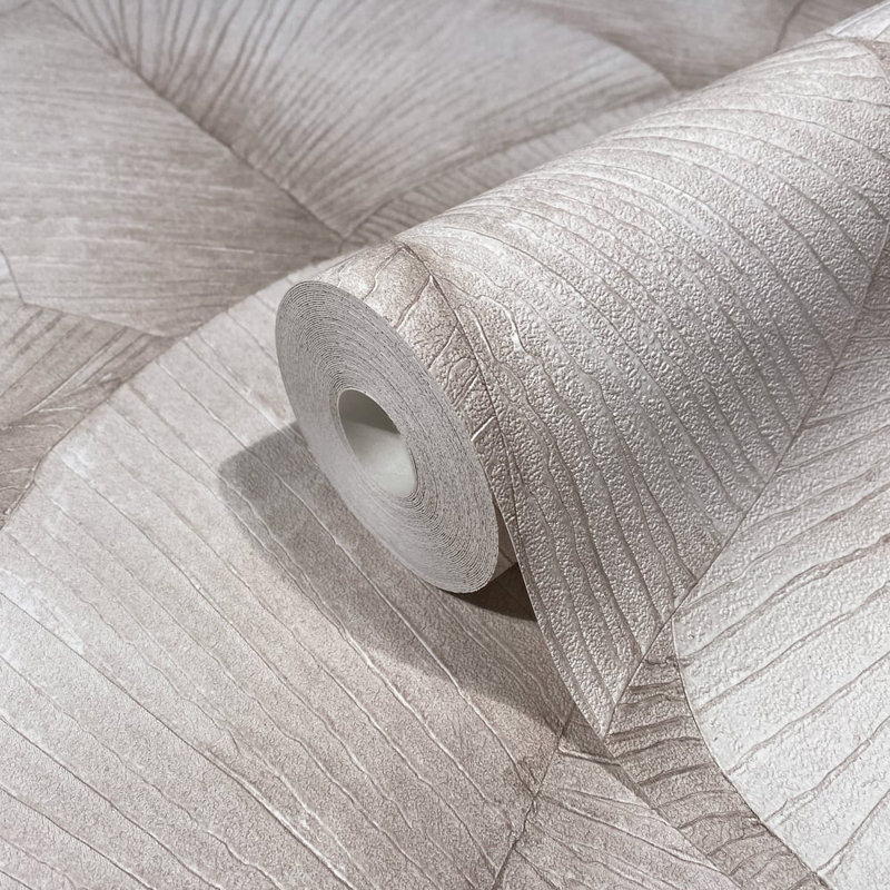 Kumano 3D Embossed Palm Leaf Wallpaper Roll, Pink