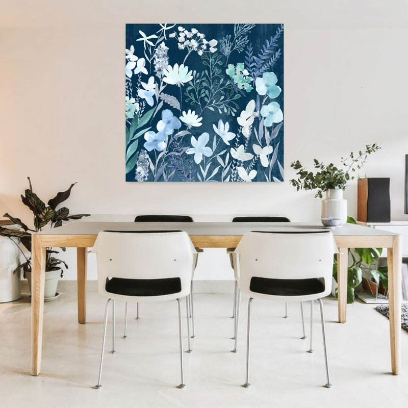 Floral Symphony In Blue Hues II by Hannah Dawson - Wrapped Canvas Print, 91.44 cm H x 91.44 cm W