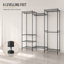 174cm 4 Rail Wire Garment Rack with 8 Shelves Freestanding Open Wardrobe-1742321407