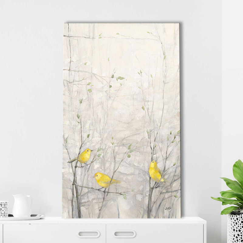 Oiseaux dans les arbres I par Julia Purinton - Peinture, Toile tendue, H 30 po x l 18 po x P 1 po
