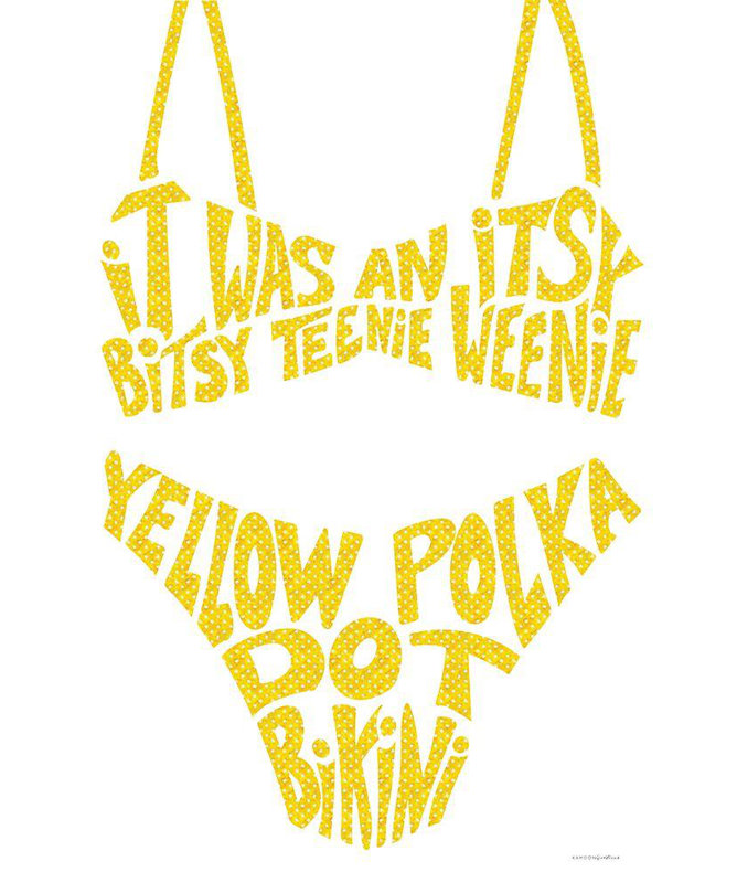 «Bungalow Rose Kamdon Kreations Gallery», art sur toile tendue: Bikini à pois jaunes, H 48 po x l 33 po