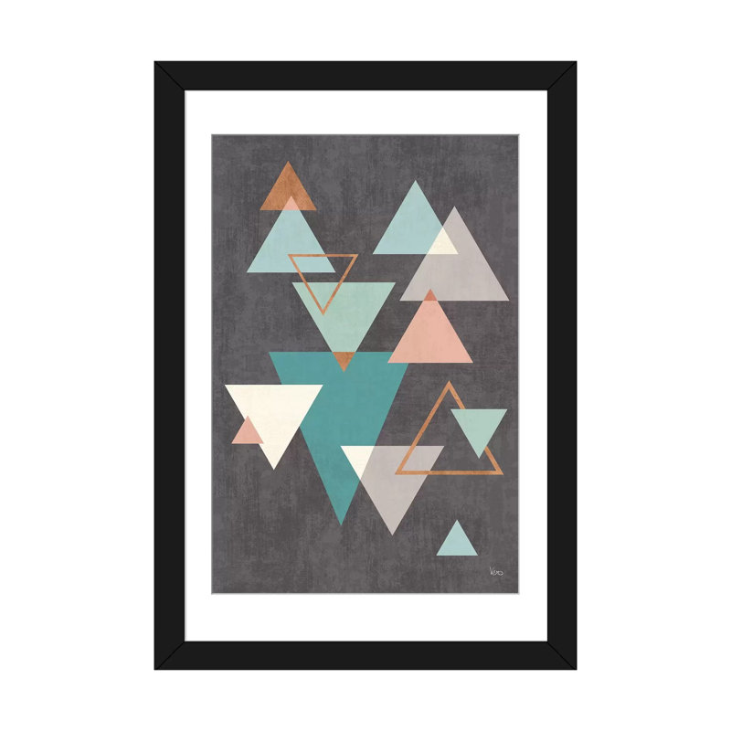 «Abstract Geo II Black», impression sur toile, Papier beaux-arts encadré noir, Blanc, H 24 po x l 16 po x P 1 po