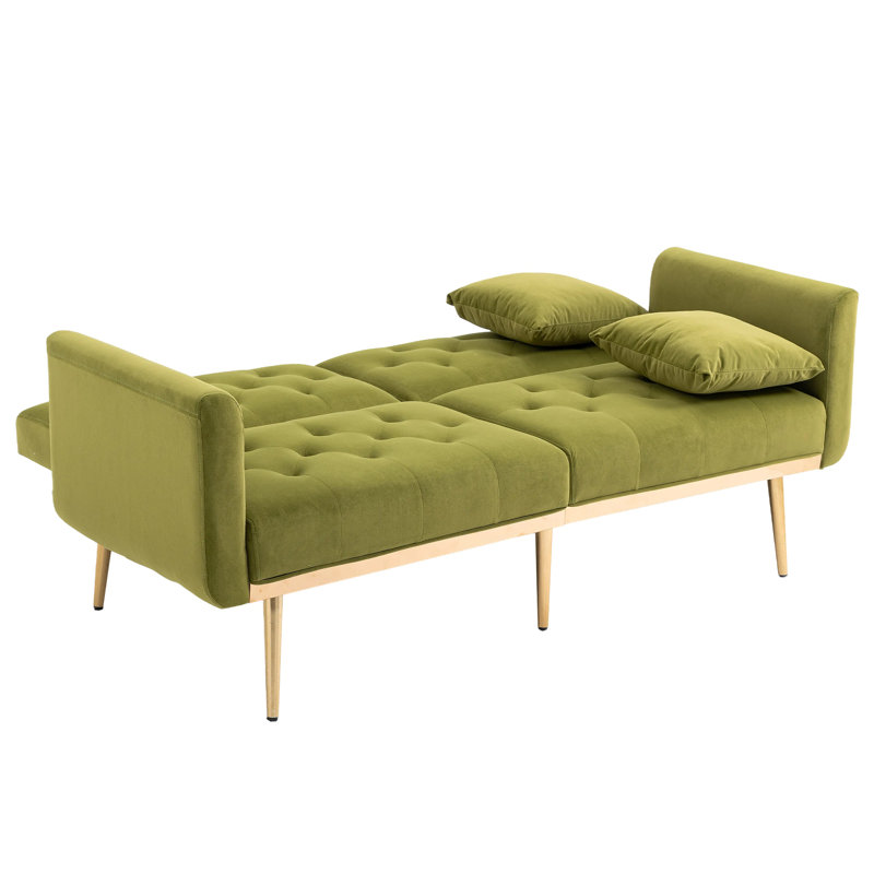 Sofa, Accent Sofa, Loveseat Sofa With Metal Feet, Olive Polyester