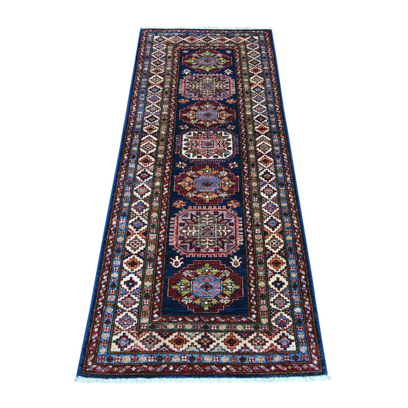 Tapis de couloir oriental en laine noué à la main super Kazak 2 pi 7 po x 6 pi 4 po Yale