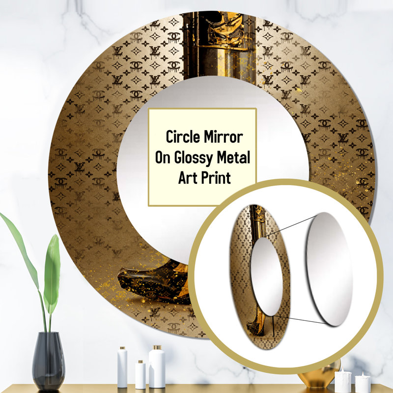 Olari Luxury Brand Bionic Heel I - Fashion Decorative Mirror, Glam Round Wall Mirror, Printed Metal Art, 36" x 36"