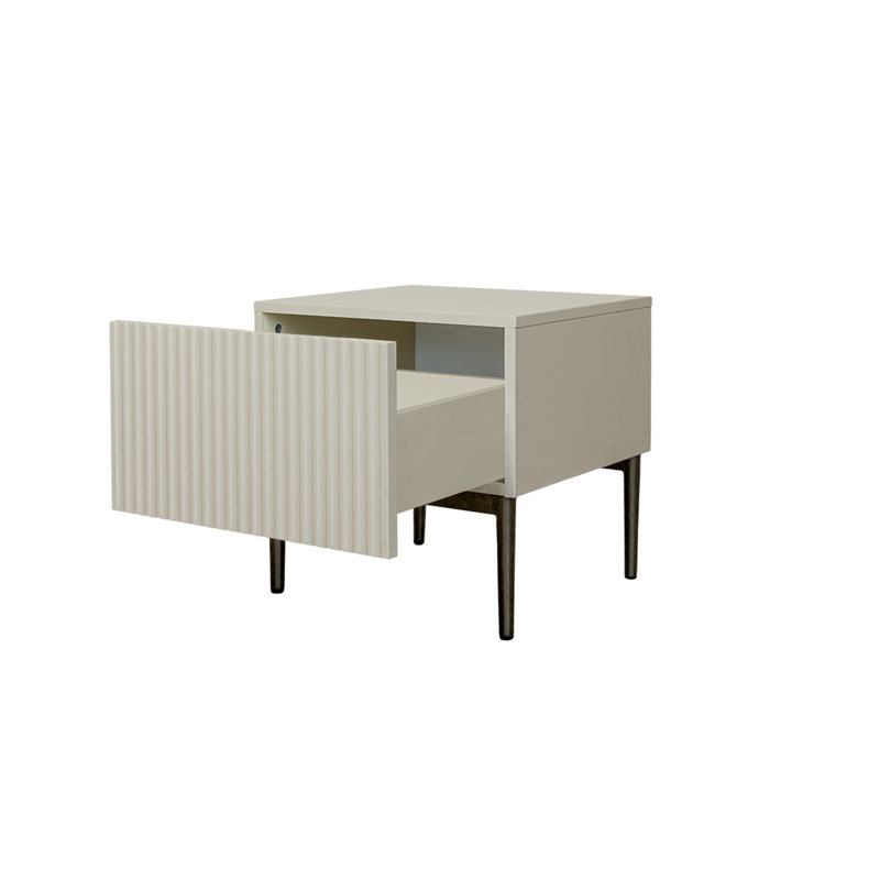 Alantra 46 cm W Laminate Bedside Table, Cashmere/Black