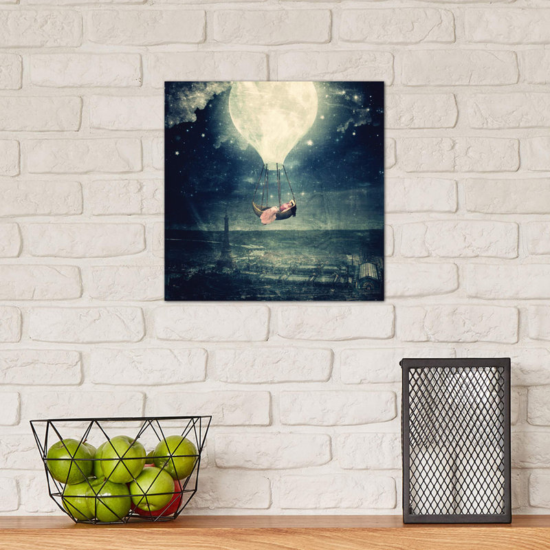 Moon Promenade Over Paris 1 Piece Wrapped Canvas Wall Art, 30.48 cm H x 30.48 cm W