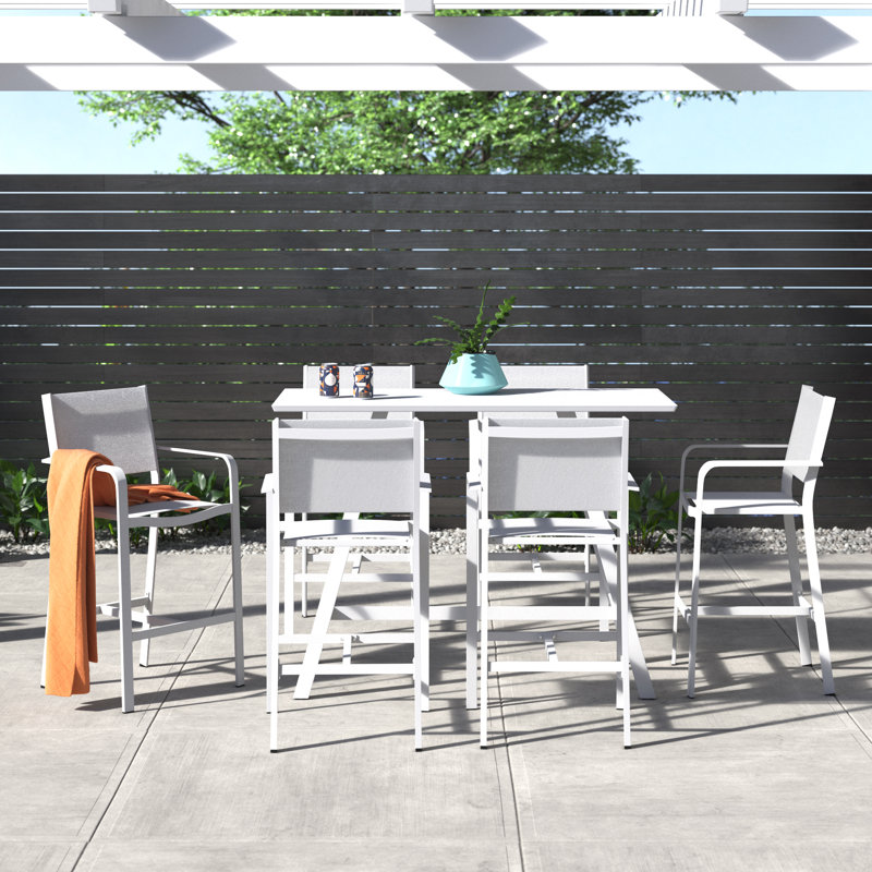 Ensemble de tabourets de bar d'extérieur en aluminium 6 pièces Sunset