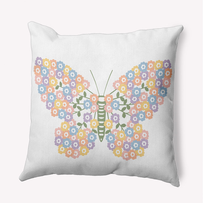 Coussin Blooming Butterfly, 18 po x 18 po, Thé vert