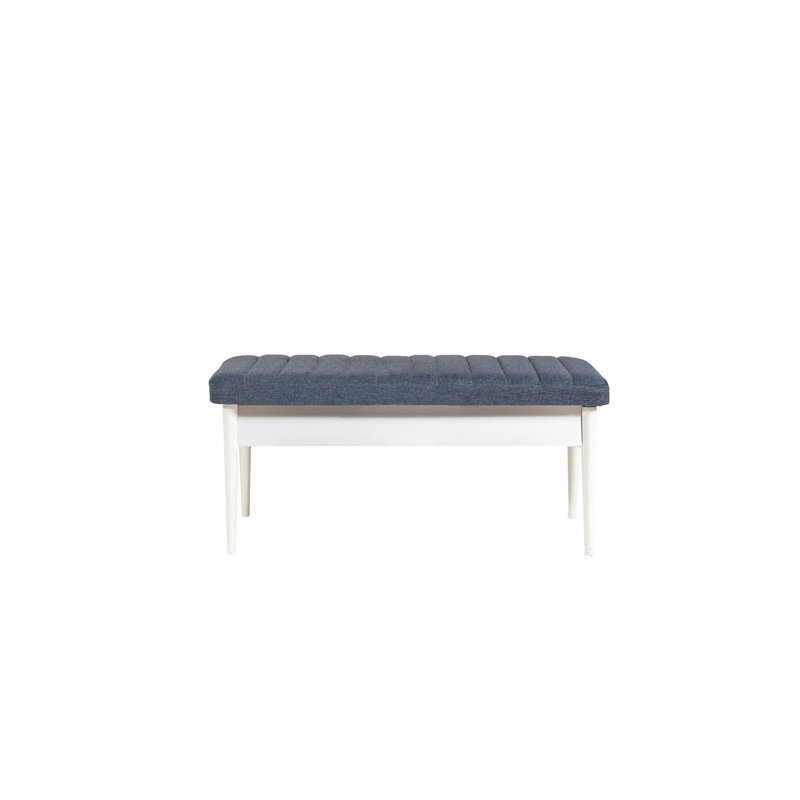 Banc rembourré Nalley, Blanc / bleu foncé