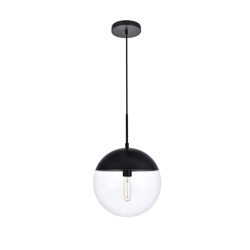 Luminaire suspendu simple à intensité variable 1 lumière Yearby Yearby, Noir, Transparent, H 70 po x l 14 po x P 14 po
