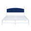 Grand lit en métal bleu avec tête de lit tapissier en velours et rangement-2001950765