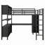Lit mezzanine en métal avec garde-robe, bureau en L et cubes de rangement-130021706