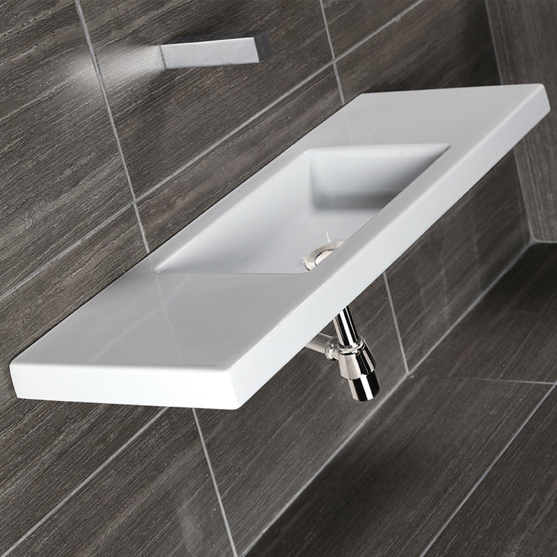 Dimini 39.38'' L Bathroom Sink, Wall Mounted Faucet
