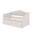 Lit de jour simple avec lit gigogne escamotable, lit de jour avec 2 tiroirs de rangement intégrés, canapé-lit en bois avec dossier capitonné pour le salon-477474213