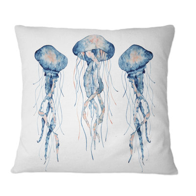 Coussin Painted Medusa On White II - imprimé nautique et côtier