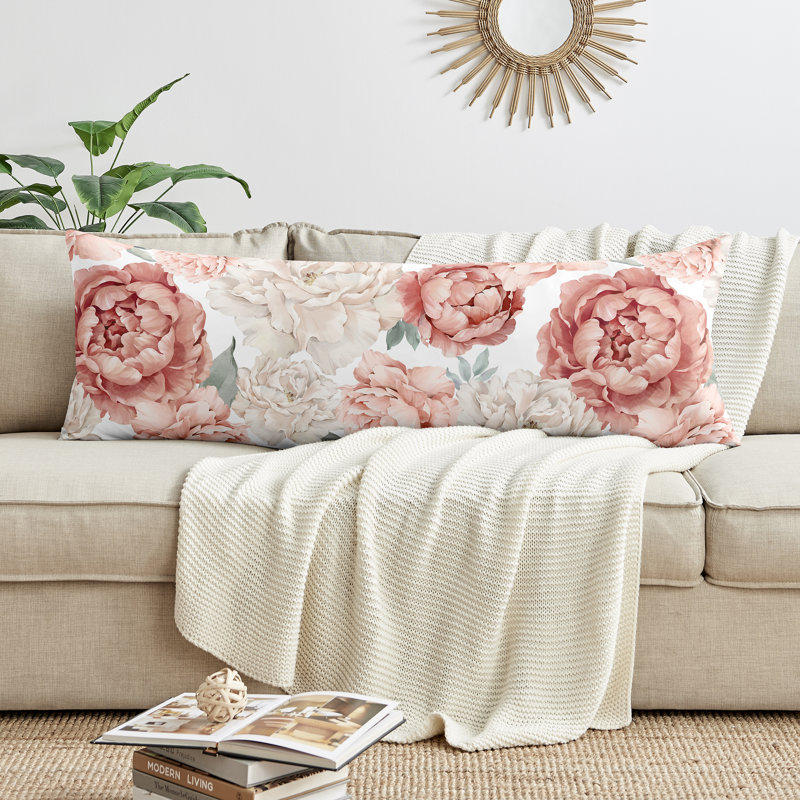 Taie d'oreiller pour le corps Peony Floral Garden rose et ivoire par Sweet Jojo Designs