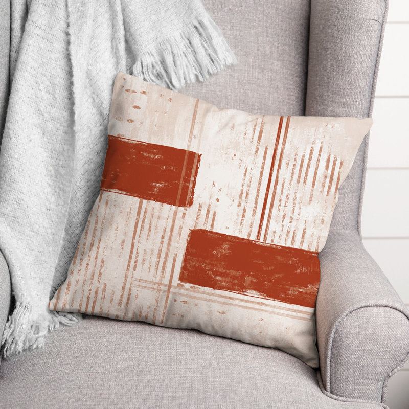 Geometric Outdoor Reversible Throw Pillow, Orange/Red