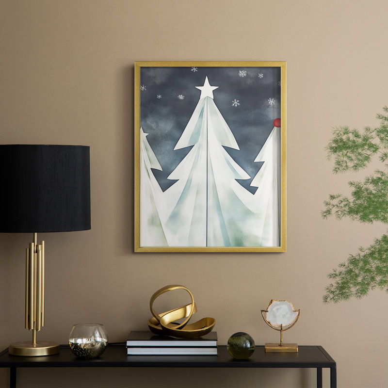 «Christmas Holiday Art DCCCLVI», reproduction d'art encadrée - bois massif, H 21 po x l 17 po, Doré