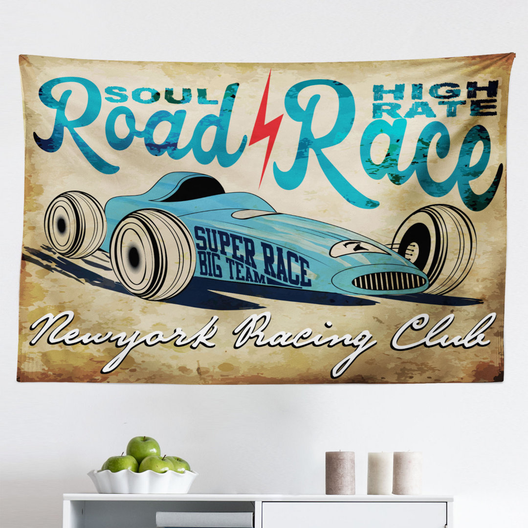 Wandbehang New York Racing Club Rennwagen von Twenties Road Race Team im Retro-Design