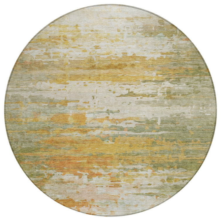 Machine Washable Indoor/Outdoor Xhevrie Aloe Rug