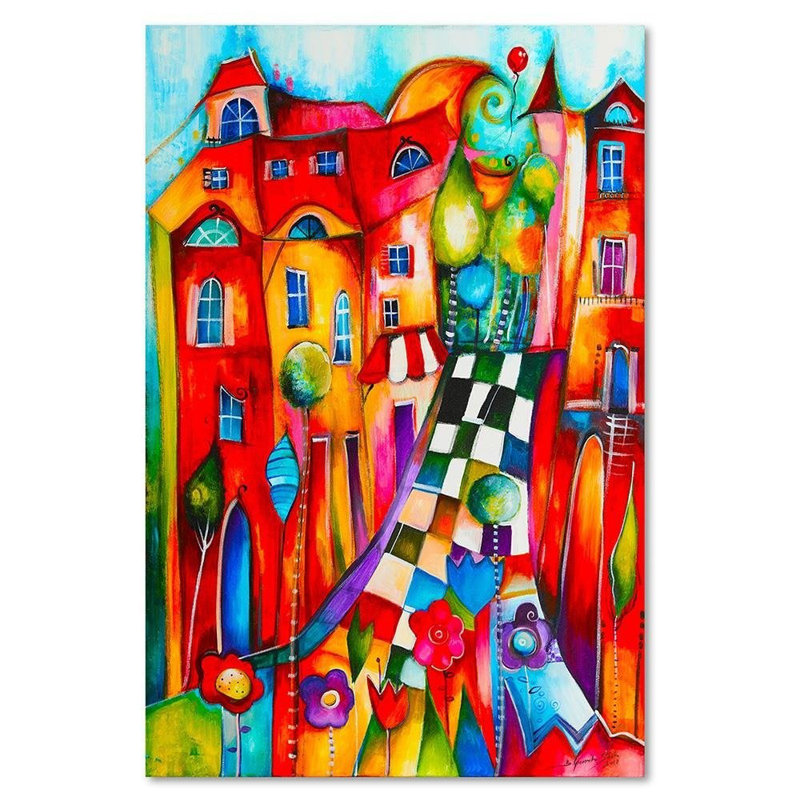 Colorful City - No Frame Print on Canvas