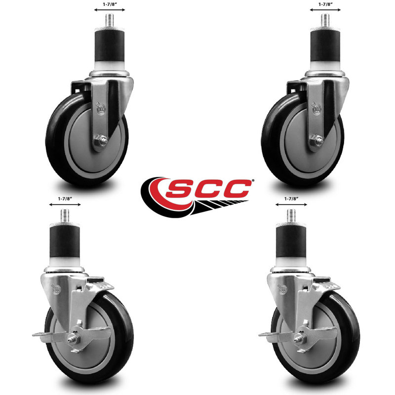 Ensemble de roulettes extensibles pivotantes en poly 1-7 / 8 pouces 2 roues SCC